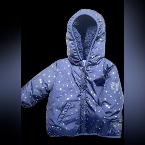 Gap Baby Girl Irreversible Jacket Navy Blue  Gold polka dots. 0-6M Adorable